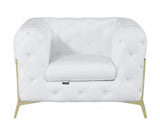Three Piece Indoor White Italian Leather Six Person Seating Set - Homeroots - Flyclothing LLC
