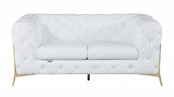 Three Piece Indoor White Italian Leather Six Person Seating Set - Homeroots - Flyclothing LLC