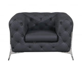 Three Piece Indoor Dark Gray Italian Leather Five Person Seating Set - Homeroots - Flyclothing LLC