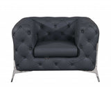 Three Piece Indoor Dark Gray Italian Leather Five Person Seating Set - Homeroots - Flyclothing LLC