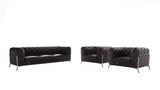 Three Piece Indoor Dark Gray Italian Leather Five Person Seating Set - Homeroots - Flyclothing LLC