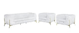 Three Piece Indoor White Italian Leather Five Person Seating Set - Homeroots - Flyclothing LLC