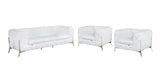 Three Piece Indoor White Italian Leather Five Person Seating Set - Homeroots - Flyclothing LLC