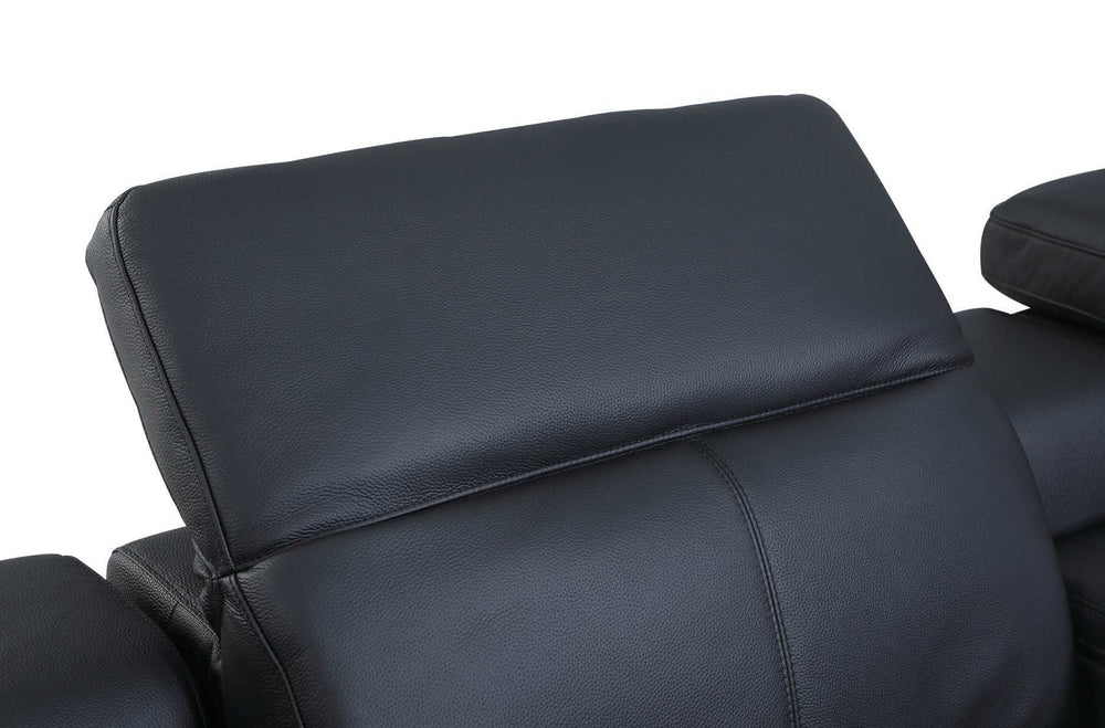 Black Italian Leather Power Reclining U Shaped Six Piece Corner Sectional With Console - Homeroots - Flyclothing LLC