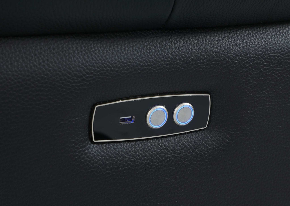 Black Italian Leather Power Reclining U Shaped Six Piece Corner Sectional With Console - Homeroots - Flyclothing LLC