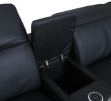 Black Italian Leather Power Reclining U Shaped Six Piece Corner Sectional With Console - Homeroots - Flyclothing LLC