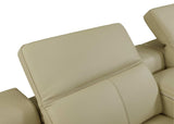 Beige Italian Leather Power Reclining U Shaped Seven Piece Corner Sectional With Console - Homeroots - Flyclothing LLC