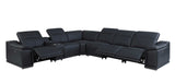 Black Italian Leather Power Reclining U Shaped Seven Piece Corner Sectional With Console - Homeroots - Flyclothing LLC