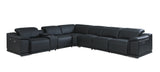 Black Italian Leather Power Reclining U Shaped Seven Piece Corner Sectional With Console - Homeroots