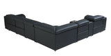 Black Italian Leather Power Reclining U Shaped Seven Piece Corner Sectional With Console - Homeroots