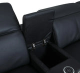 Black Italian Leather Power Reclining U Shaped Eight Piece Corner Sectional With Console - Homeroots - Flyclothing LLC