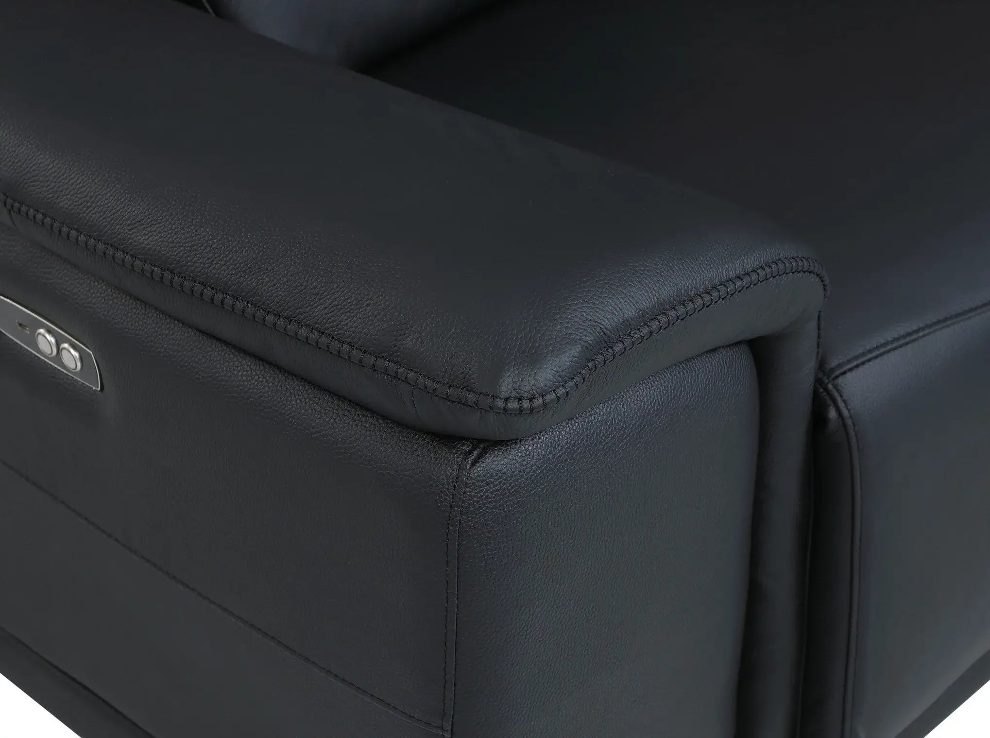 Black Italian Leather Power Reclining U Shaped Eight Piece Corner Sectional With Console - Homeroots - Flyclothing LLC