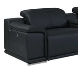 Black Italian Leather Power Reclining U Shaped Eight Piece Corner Sectional With Console - Homeroots - Flyclothing LLC