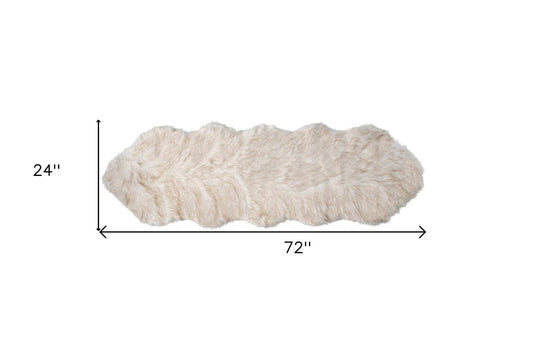 2' X 6' Ombre Tan Faux Fur Washable Non Skid Area Rug - Homeroots - Flyclothing LLC