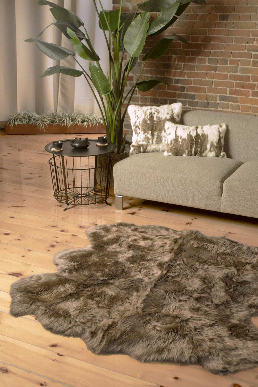 5' X 6' Taupe Wool Sheepskin Handmade Area Rug - Homeroots - Flyclothing LLC