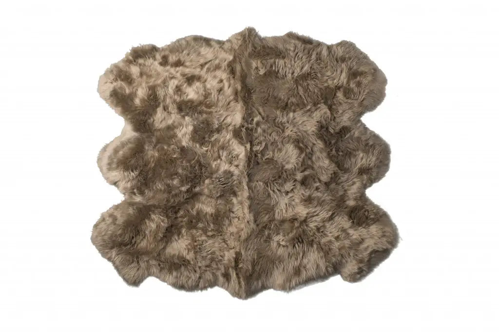 5' X 6' Taupe Wool Sheepskin Handmade Area Rug - Homeroots - Flyclothing LLC