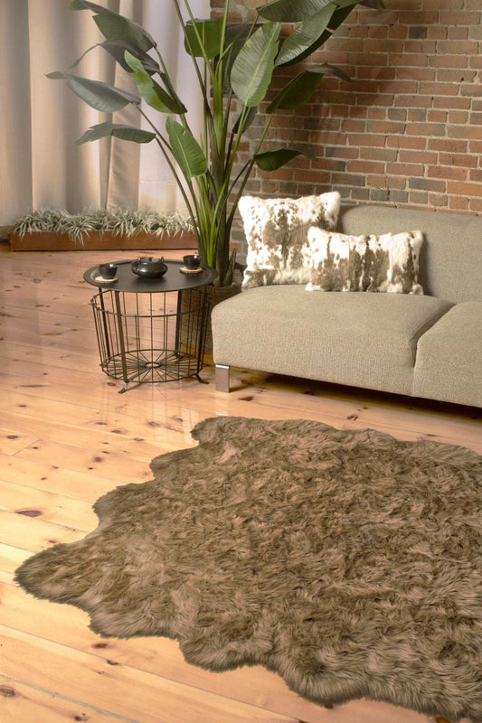 6' X 6' Taupe Wool Sheepskin Handmade Area Rug - Homeroots - Flyclothing LLC