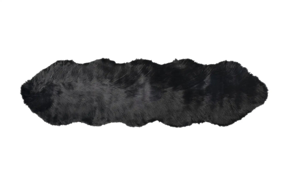 2' X 6' Black Faux Fur Washable Non Skid Area Rug - Homeroots