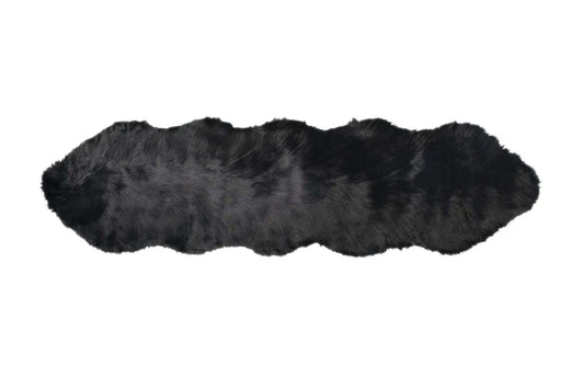 2' X 6' Black Faux Fur Washable Non Skid Area Rug - Homeroots - Flyclothing LLC