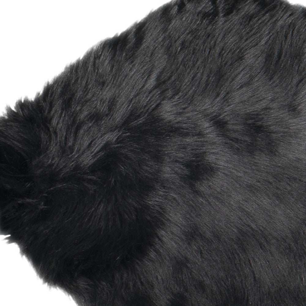 2' X 6' Black Faux Fur Washable Non Skid Area Rug - Homeroots - Flyclothing LLC