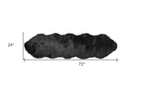 2' X 6' Black Faux Fur Washable Non Skid Area Rug - Homeroots - Flyclothing LLC