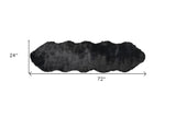 2' X 6' Black Faux Fur Washable Non Skid Area Rug - Homeroots
