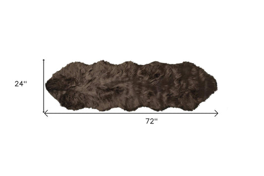 2' X 6' Chocolate Faux Fur Washable Non Skid Area Rug - Homeroots - Flyclothing LLC