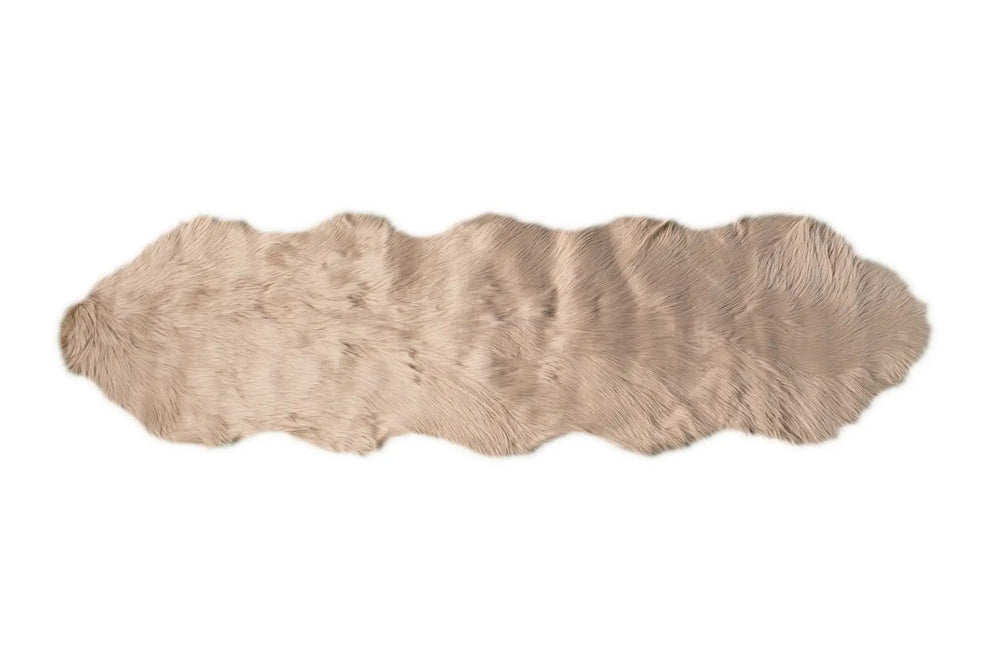2' X 6' Taupe Faux Fur Washable Non Skid Area Rug - Homeroots