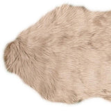 2' X 6' Taupe Faux Fur Washable Non Skid Area Rug - Homeroots