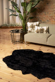 4' X 6' Black Faux Fur Washable Non Skid Area Rug - Homeroots