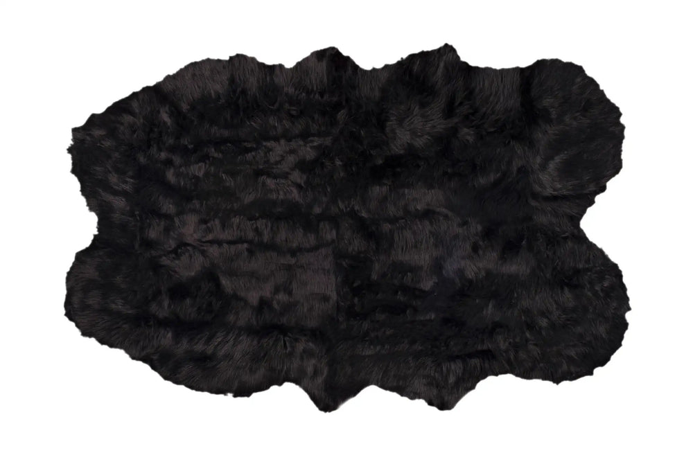 4' X 6' Black Faux Fur Washable Non Skid Area Rug - Homeroots