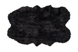 4' X 6' Black Faux Fur Washable Non Skid Area Rug - Homeroots