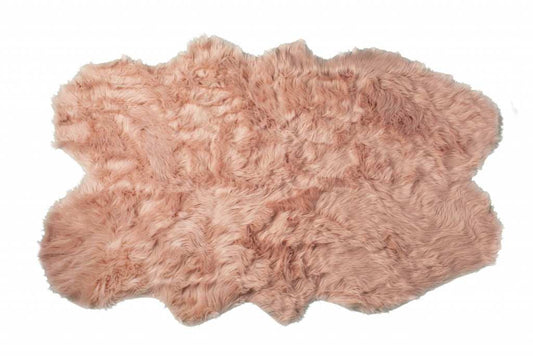 4' X 6' Dusty Rose Faux Fur Washable Non Skid Area Rug - Homeroots - Flyclothing LLC