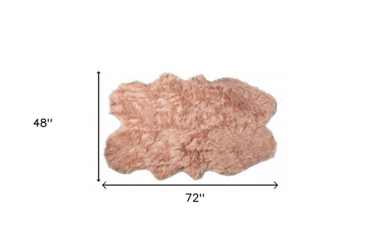 4' X 6' Dusty Rose Faux Fur Washable Non Skid Area Rug - Homeroots - Flyclothing LLC