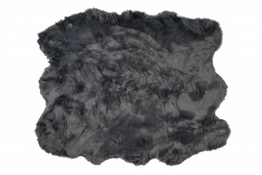 5' X 6' Grey Faux Fur Washable Non Skid Area Rug - Homeroots - Flyclothing LLC