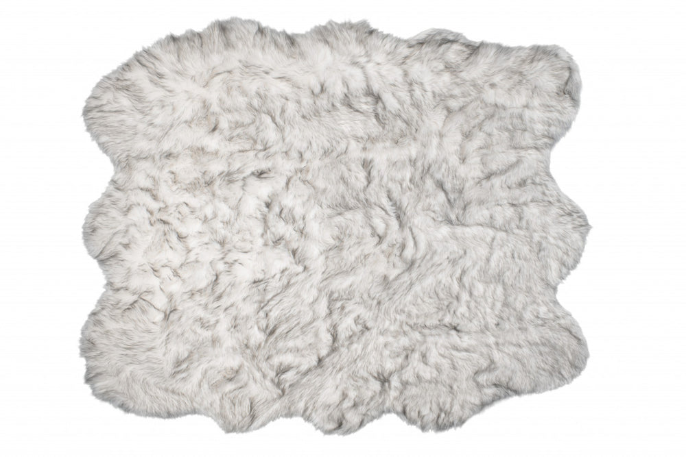 5' X 6' Grey Ombre Faux Sheepskin Non Skid Area Rug