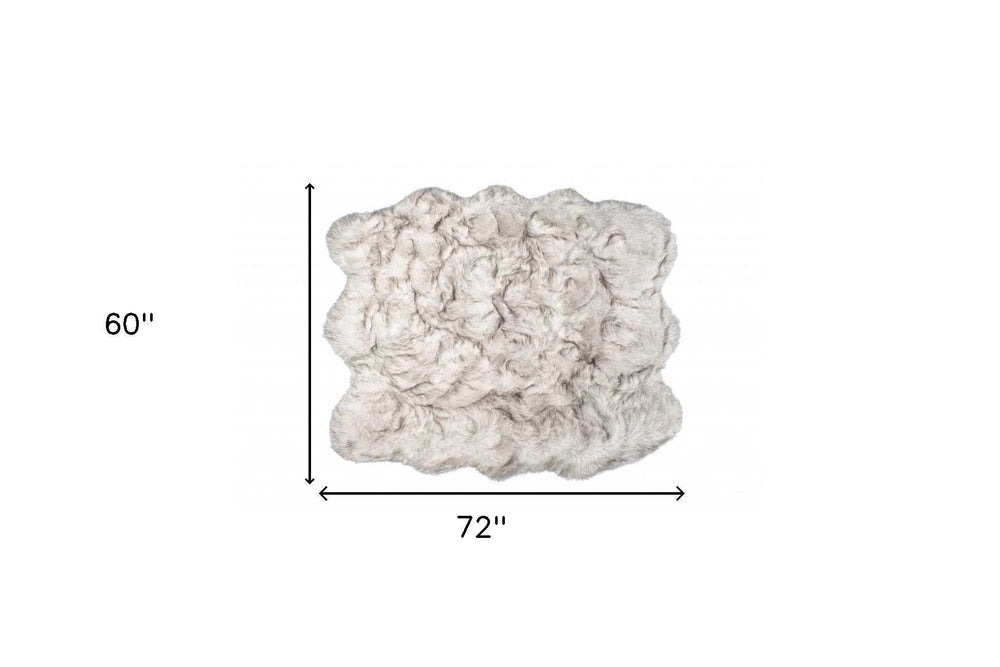 5' X 6' Chocolate Ombre Faux Sheepskin Non Skid Area Rug - Homeroots - Flyclothing LLC