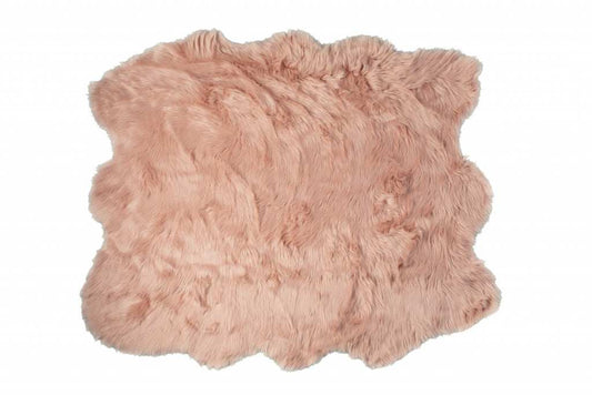 5' X 6' Rose Pink Faux Sheepskin Non Skid Area Rug - Homeroots - Flyclothing LLC