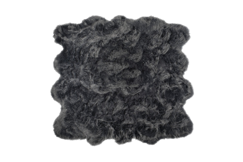 6' X 6' Grey Faux Fur Washable Non Skid Area Rug - Homeroots
