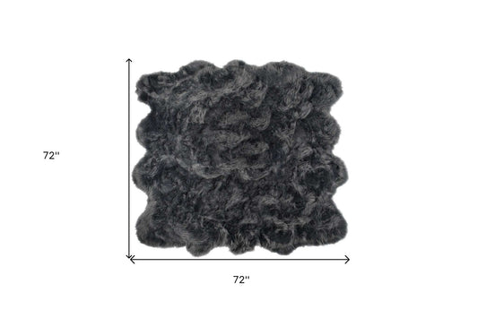 6' X 6' Grey Faux Fur Washable Non Skid Area Rug - Homeroots - Flyclothing LLC