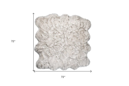 6' X 6' Ombre Grey Faux Fur Washable Non Skid Area Rug - Homeroots - Flyclothing LLC