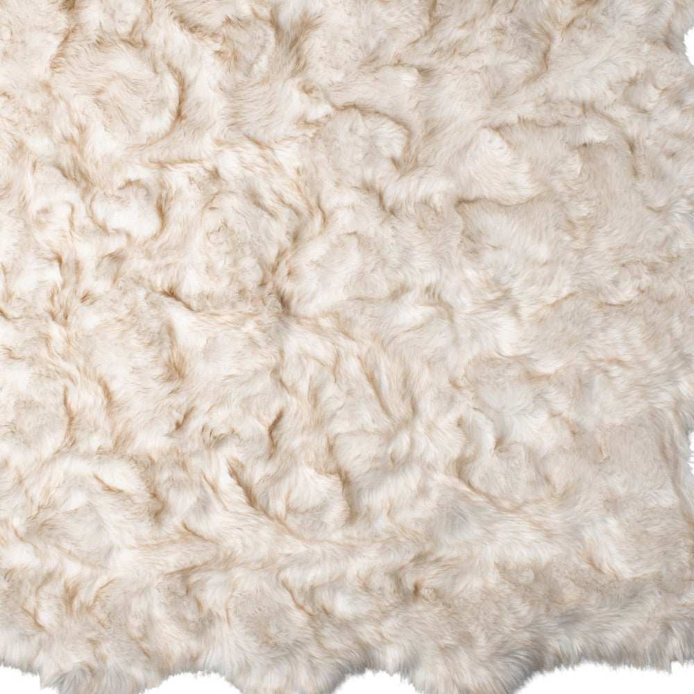 6' X 6' Ombre Tan Faux Fur Washable Non Skid Area Rug - Homeroots - Flyclothing LLC