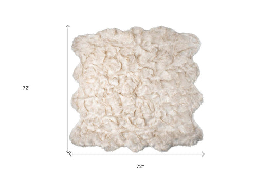 6' X 6' Ombre Tan Faux Fur Washable Non Skid Area Rug - Homeroots - Flyclothing LLC