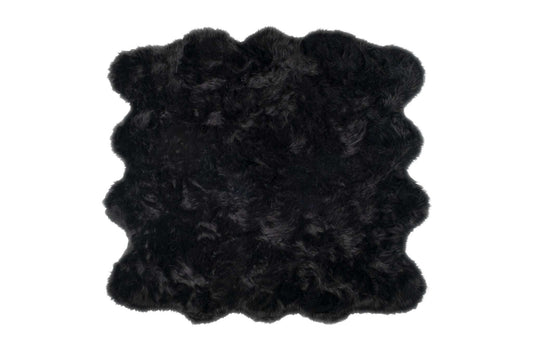 6' X 6' Black Faux Fur Washable Non Skid Area Rug - Homeroots - Flyclothing LLC
