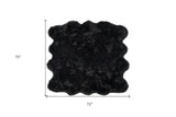 6' X 6' Black Faux Fur Washable Non Skid Area Rug - Homeroots