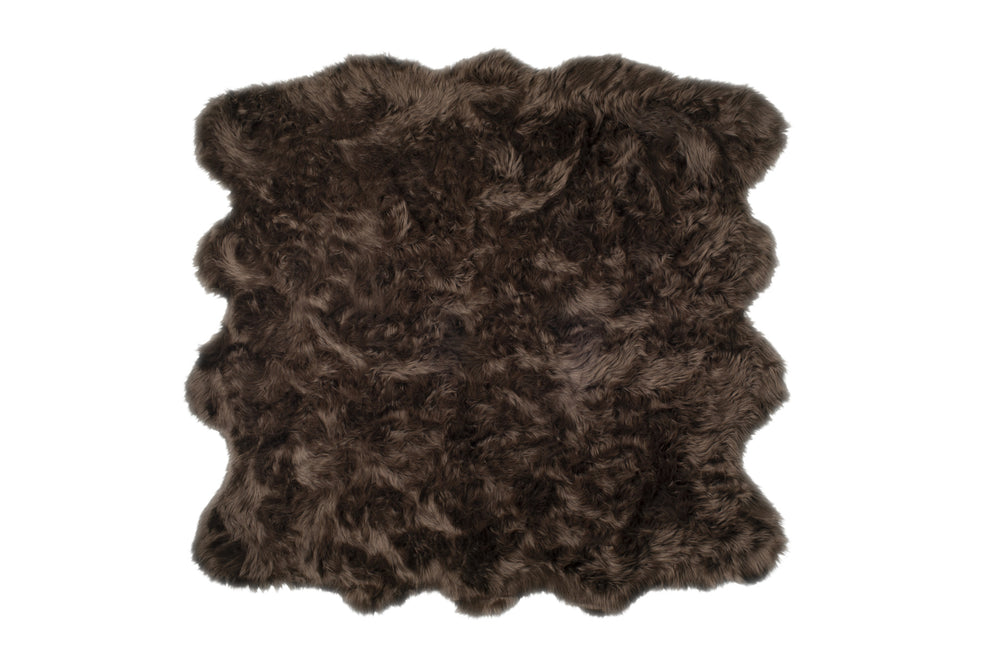 6' X 6' Chocolate Faux Fur Washable Non Skid Area Rug - Homeroots