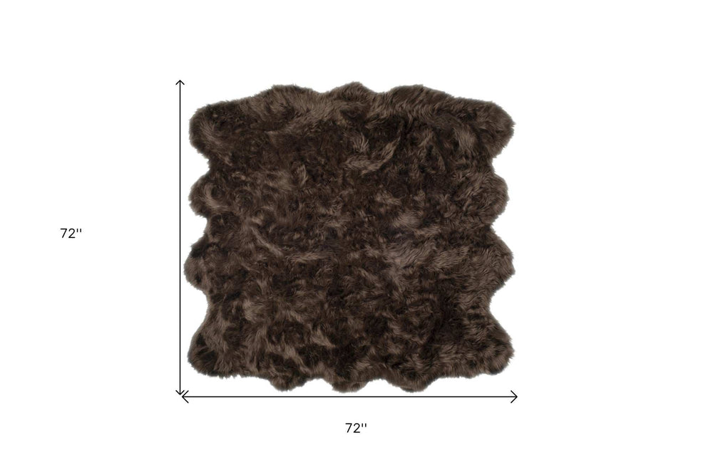 6' X 6' Chocolate Faux Fur Washable Non Skid Area Rug - Homeroots - Flyclothing LLC