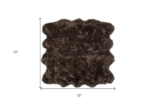 6' X 6' Chocolate Faux Fur Washable Non Skid Area Rug - Homeroots - Flyclothing LLC