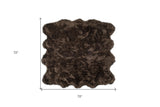 6' X 6' Chocolate Faux Fur Washable Non Skid Area Rug - Homeroots