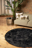 6' X 6' Grey Round Faux Fur Washable Non Skid Area Rug - Homeroots